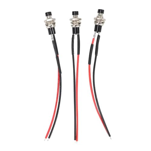 CAREONLINE New 7mm Mini Push Button Switch - SPST Momentary (Normally Open) with Pre-Soldered Wires, Black
