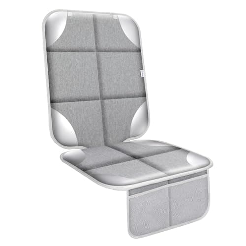 Meolsaek Car Seat Protector for Child Car Seat, Durable 600D Fabric Waterproof Car Seat Cover with Thick Pad Non-Slip Backing，No Imprints (Silver Gray-1 pc)