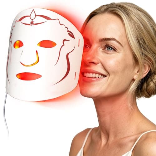 Red Light therapy Mask for Face Wrinkles,Silicone Portable Led Facial Mask Light Therapy for Full Face Even Skin Tone,Fine Lines&Wrinkles,10- Min Treatment,Wired
