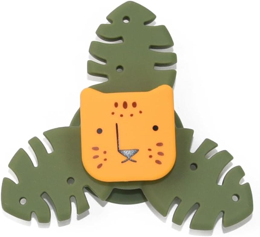 Silicone Suction Cup Spinner Toy 1-3 Year Old Boys & Girls - Spinning Sensory Toys for Toddlers 12-18 Months Toddler Sensory Toys for Bath & Play (Leaf Tiger)