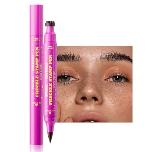 Beauty Glazed Dual-Ended Freckle Stamp Pen – Realistic Faux Freckles Makeup with Soft Sponge Stamp & Precision Tip – Waterproof Long-Lasting Freckle Marker for Natural or Bold Looks (#2 Mousy Brown)