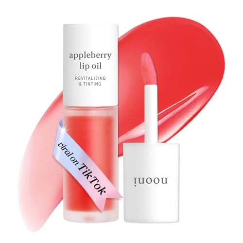 NOONI Korean Lip Oil - Appleberry | Long-Lasting, Moisturizing, Plumping, Revitalizing for Dry Lips, Waterproof, No Peel Off, Hydrating Nourishing Crystal Clear Lip Stain, Stocking Stuffers 0.12 FL Oz