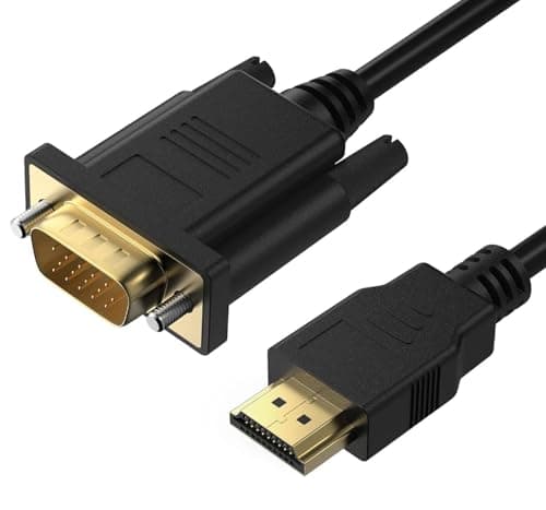 HDMI to VGA, HDMI to VGA Cable 6 Feet (Male to Male) with Gold-Plated Connectors – Compatible with Laptop, PC, Monitor, Projector, TV, Xbox, Roku & More