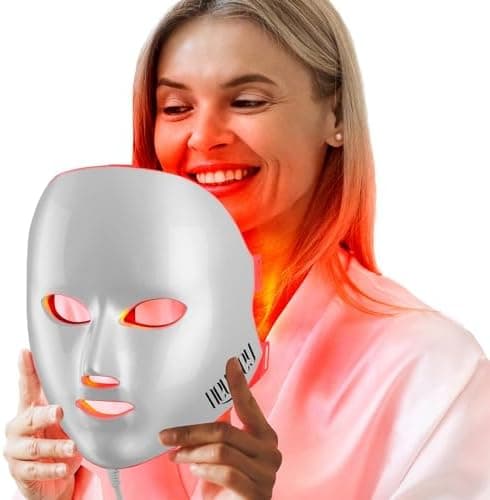 NEWKEY Red Light Therapy Mask for Face,7 Colors LED Face Mask Light Therapy, At-Home Photon Skin Care Beauty Mask for Anti Wrinkles Acne Reduction
