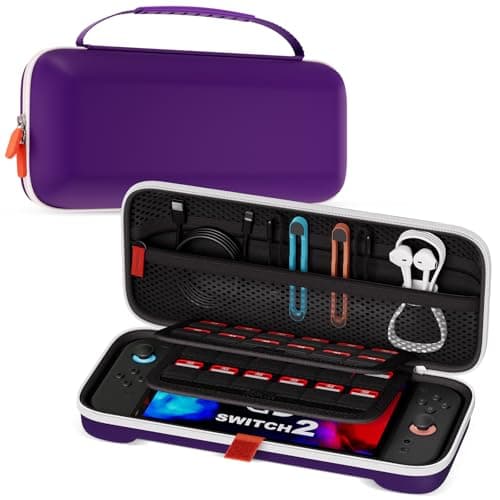 ProCase Carrying Case for Nintendo Switch 2 (2025) with 24 Game Card Slots, Hard Portable Travel Case Storage Bag Protective Pounch for 2025 Nintendo Switch 2 Console and Accessories -Purple