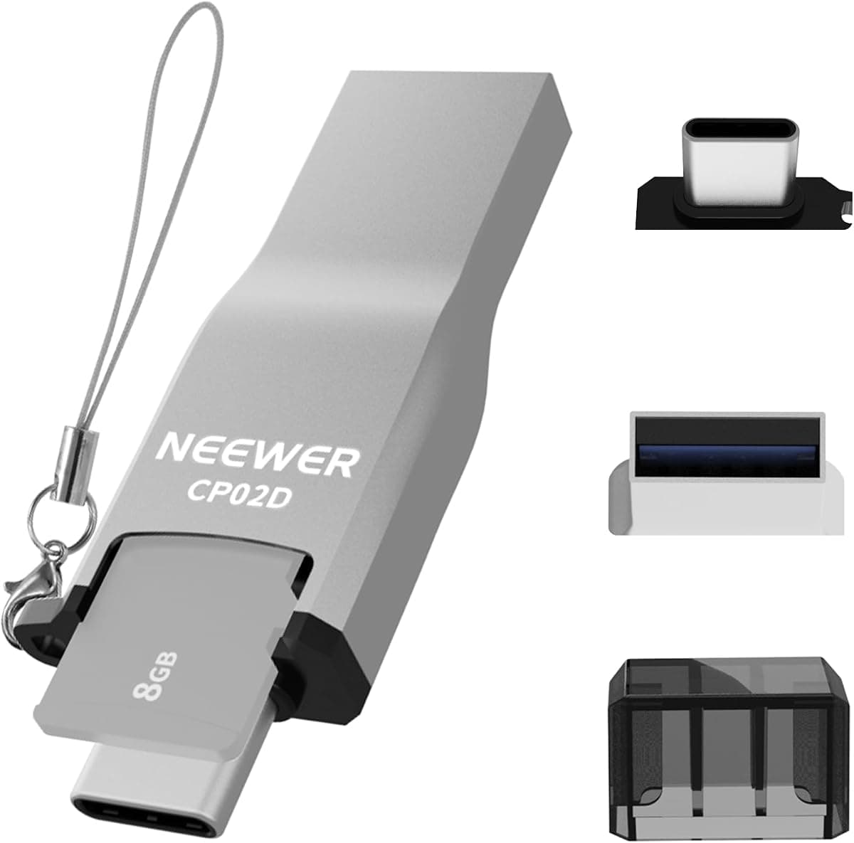 NEEWER Micro SD Card Reader USB C USB A, High Speed USB3.1 TF Memory Card Reader for Micro SD, Micro SDHC, Micro SDXC Cards, Compatible with iPhone Android MacBook Pro Air iPad Pro Laptop PC, CP02D
