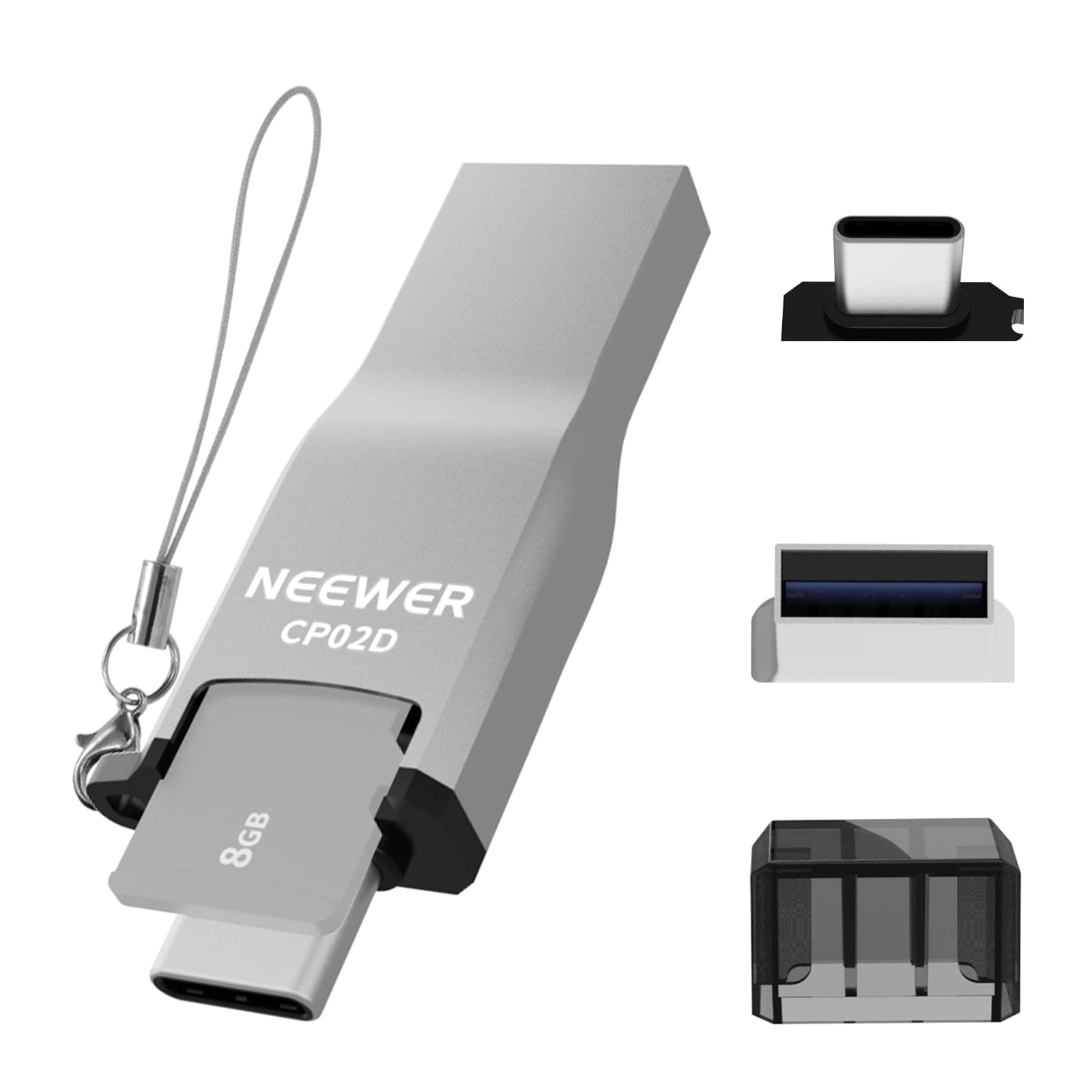 NEEWER Micro SD Card Reader USB C USB A, High Speed USB3.1 TF Memory Card Reader for Micro SD, Micro SDHC, Micro SDXC Cards, Compatible with iPhone Android MacBook Pro Air iPad Pro Laptop PC, CP02D