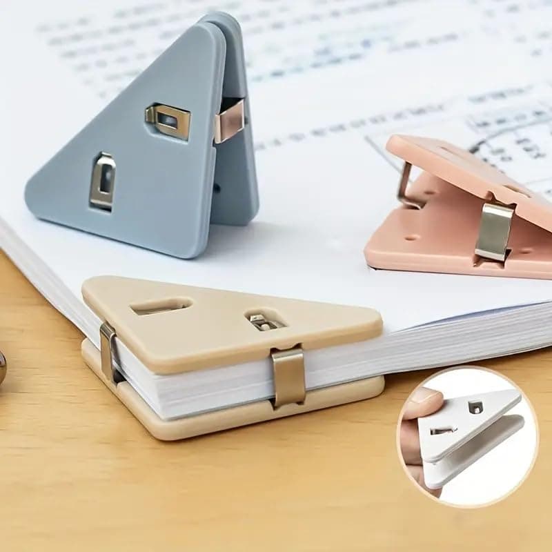 Plastic Triangular Binder Clips Set, Office School Use, Good for Holding Many Documents, Multicolor, 10Pcs