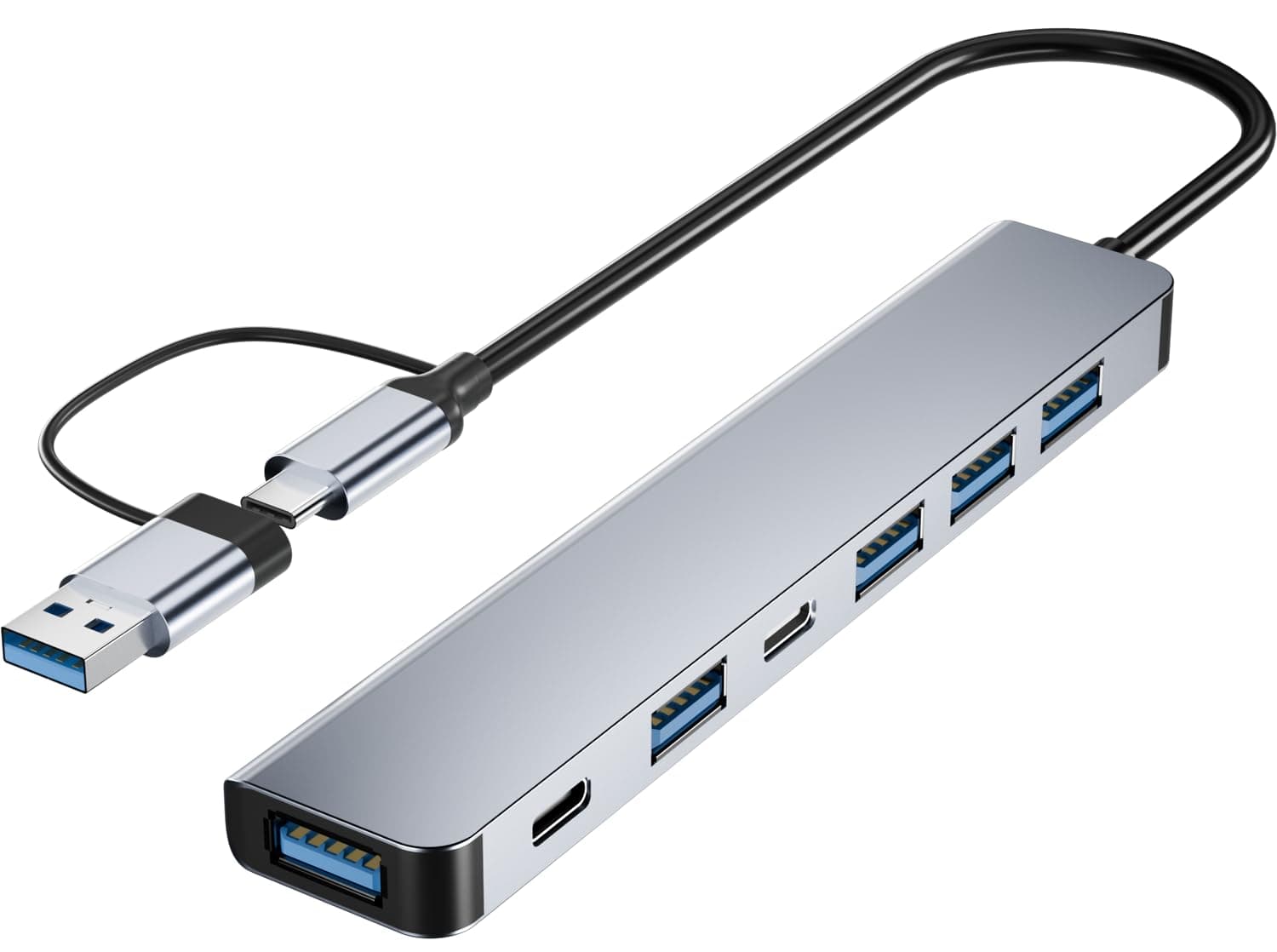 【Upgrade】 USB C/USB Hub, BERLAT Aluminum 7 in 1 USB C & USB Hub with USB 3.0, USB 2.0 Ports for PC/Laptops/MacBook Pro/Air/iMac/iPad and More Devices