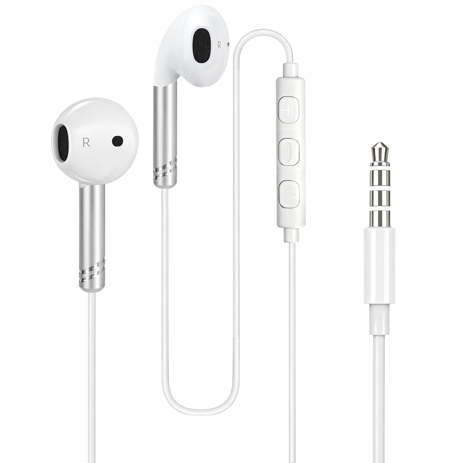 Wired Headphones Earbuds 3.5mm Jack for iPhone iPad Samsung Computer MP3/4, in-Ear Earphones with Microphone Bass Stereo Corded Ear Buds for School Travel, Call/Volume/Track Control, 4.2ft Cable