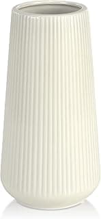 Beige Ceramic Vase, GUKJOB Small Cute Flower Vase for Pampas Grass, Home, Living Room, Dining Table, Farmhouse, Office Decor, Bedroom, Table, and Kitchen Shelf (Beige)