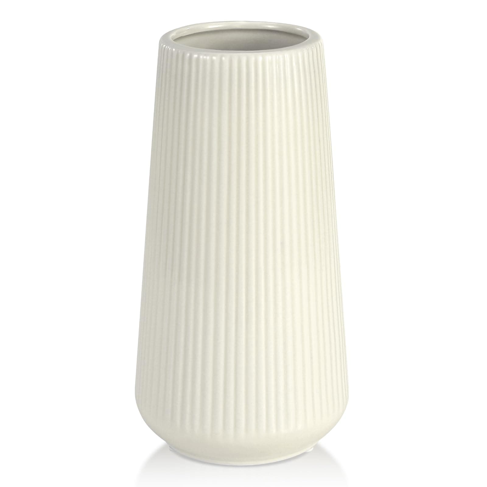 Beige Ceramic Vase, GUKJOB Small Cute Flower Vase for Pampas Grass, Home, Living Room, Dining Table, Farmhouse, Office Decor, Bedroom, Table, and Kitchen Shelf (Beige)