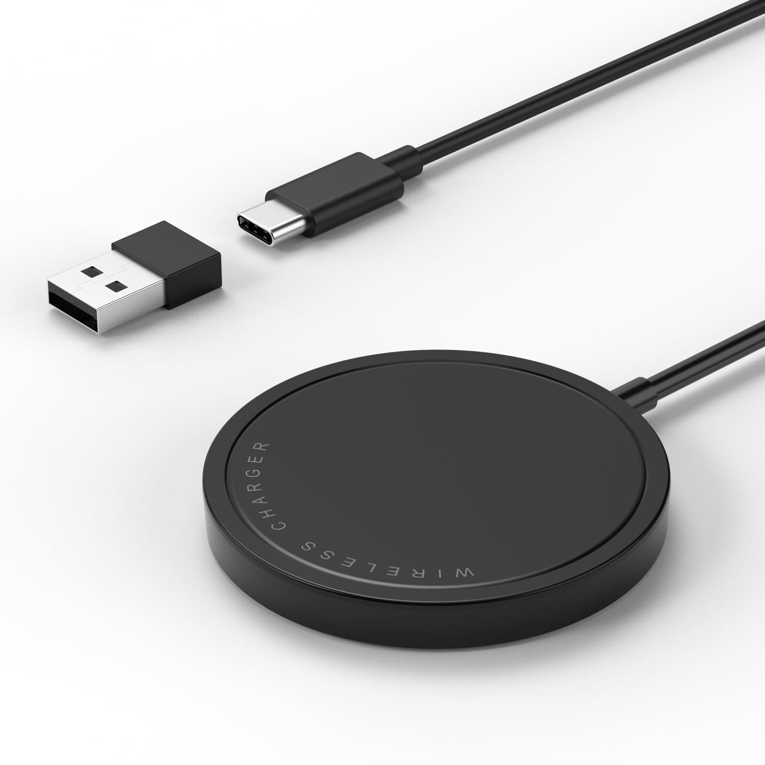 Magnetic Wireless Charger for iPhone 15W Max Fast Mag-Safe Wireless Charging Pad Compatible with iPhone 16/16 Plus/16 Pro/16 Pro Max/15/14/13/12 Series with USB-A Converter Black
