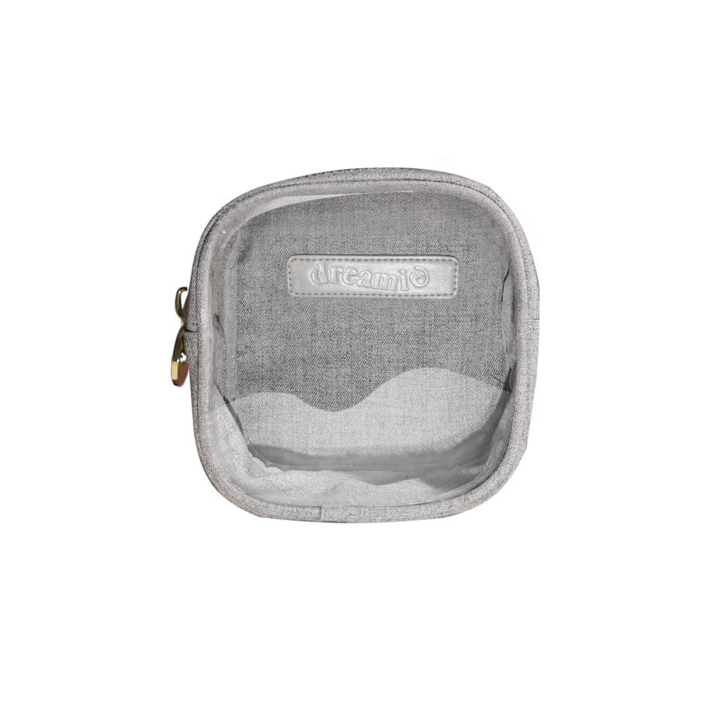 dreamie - Heather Grey and Clear Front, Travel Bag, Cute Heart Makeup Bag, Cosmetics, Electronics, Essentials, Car, Organizer, Easy to Clean, Smooth Gold Zipper, Portable, Luxury Nylon - Gray