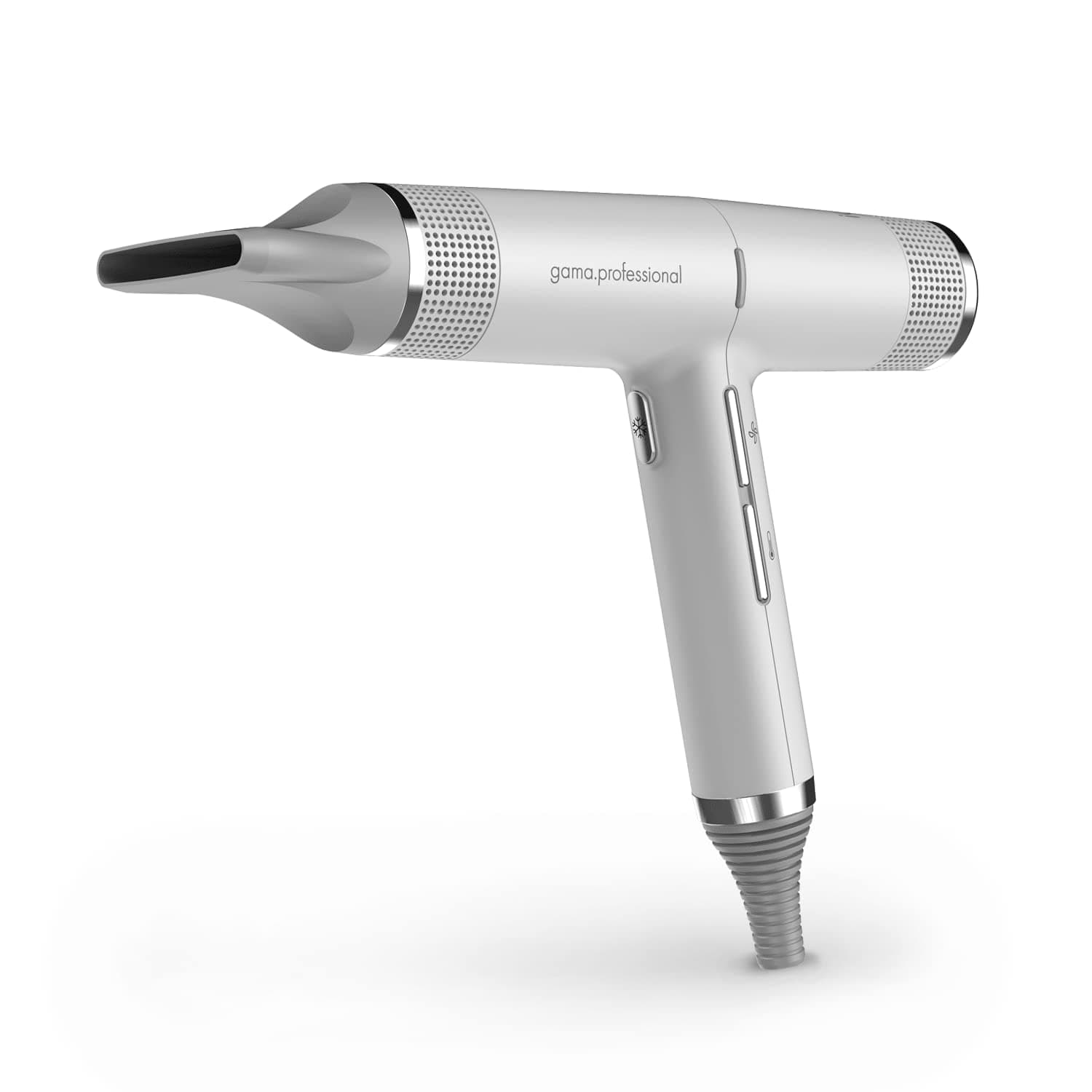 GA.MA iQ Perfetto Hair Dryer with 110,000 RPM Intelligent Brushless Motor, Oxy Active Technology, Diffuser & Nozzles Included, White/SIlver