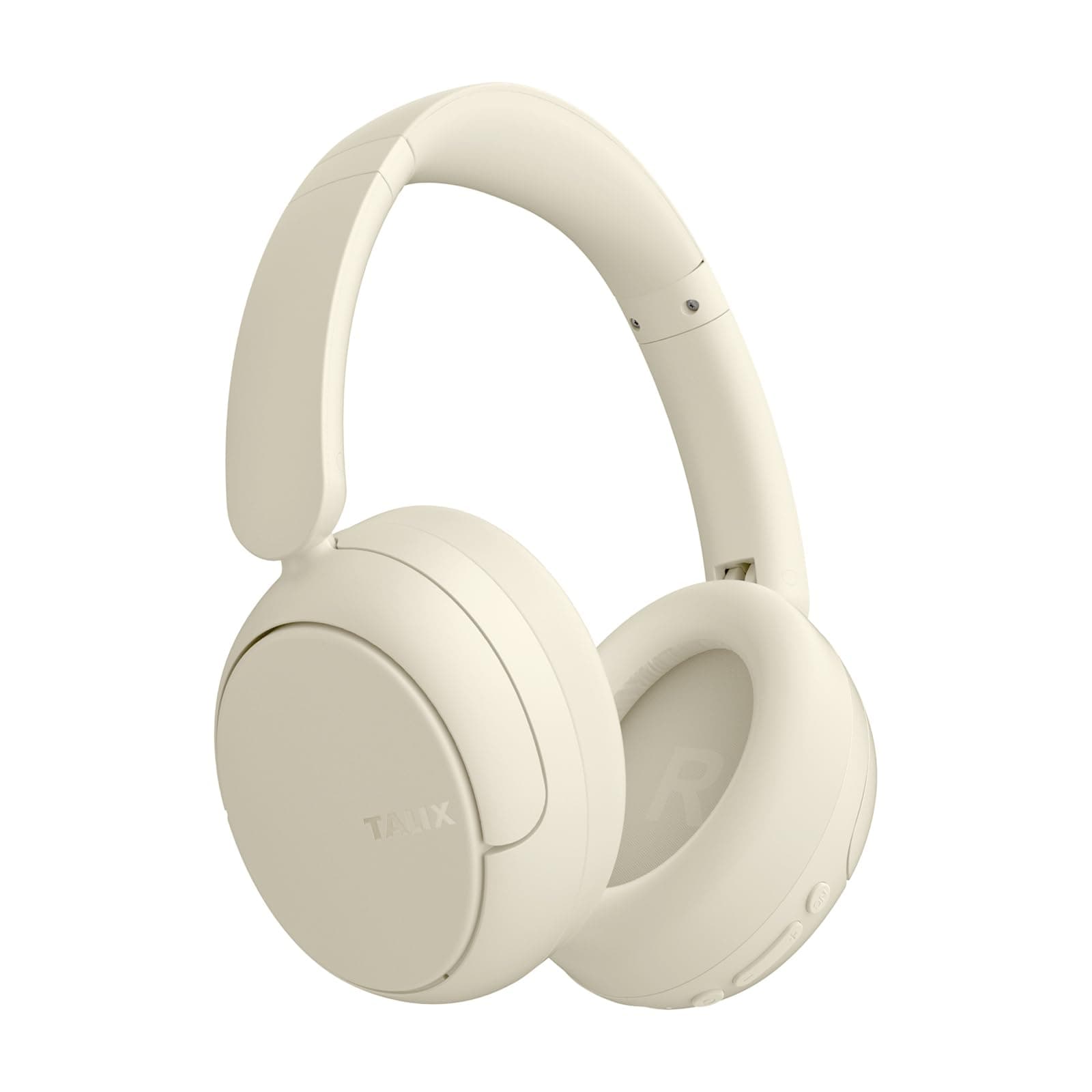 TALIX H30 Hybrid Active Noise Cancelling Headphones, 110H Playtime Hi-Res Audio Bluetooth 6.0 Wireless Over Ear ANC Headphones for Commute/Travel (Off-White)