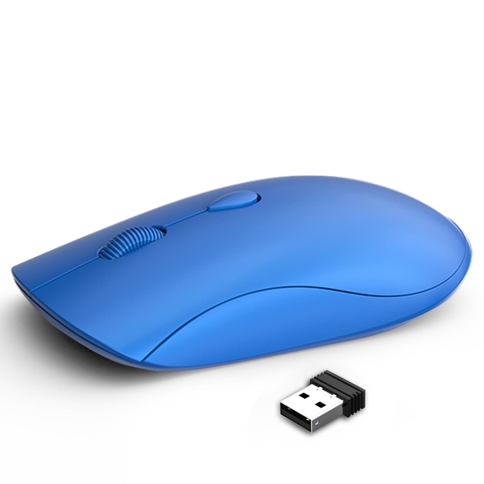 Wireless Mouse for Chromebook, Laptop, PC, MacBook, Slim Portable Optical Computer Mouse with USB Mini Receiver, Quiet Click, 2400 DPI, 2.4GHz Cordless Silent Travel Mobile mice - Blue