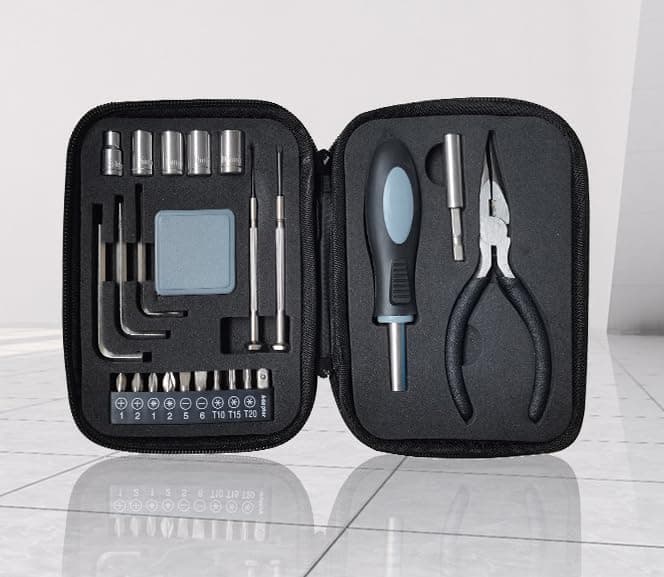 24-Piece Portable Tool Kit - Complete Repair Set with Pliers, Screwdriver Bits, Hex Keys & Socket Sets in Zippered Storage Case for Home, Car & DIY”