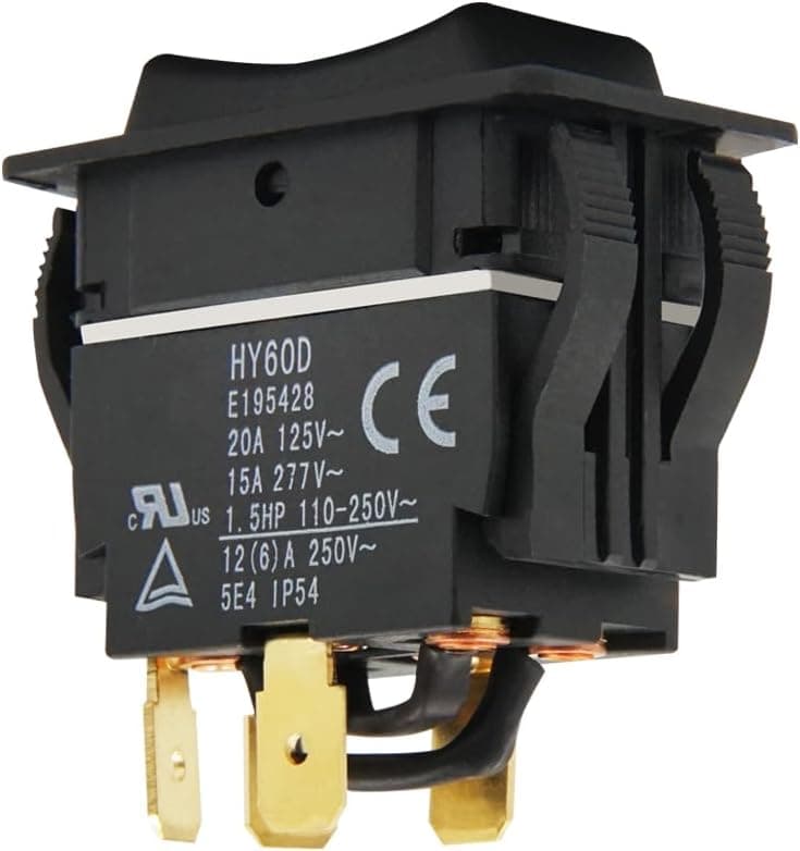 HY60D RET-EXT 20A 125VAC 4Pin (ON)-Off-(ON) Pushbutton Switch,Double-Pole Double-Throw Momentary Push Button Switches