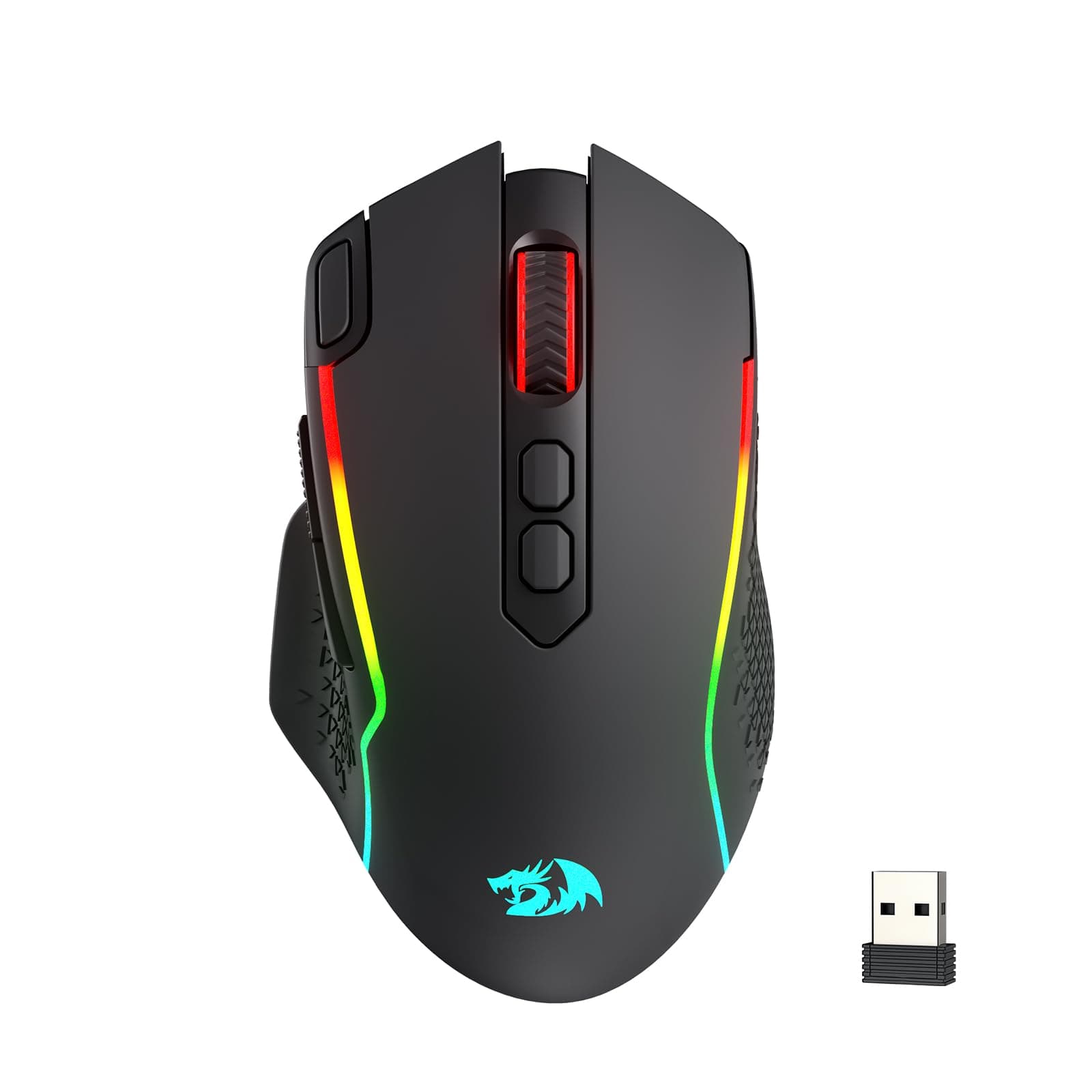 Redragon M810 MAX 3-Mode Wireless Gaming Mouse, Upgraded 12000 DPI Wired/Wireless RGB Mouse w/Rapid Fire Key, 8 Macro Buttons, 188-Hour Reliable Power Capacity for PC/Mac/Laptop