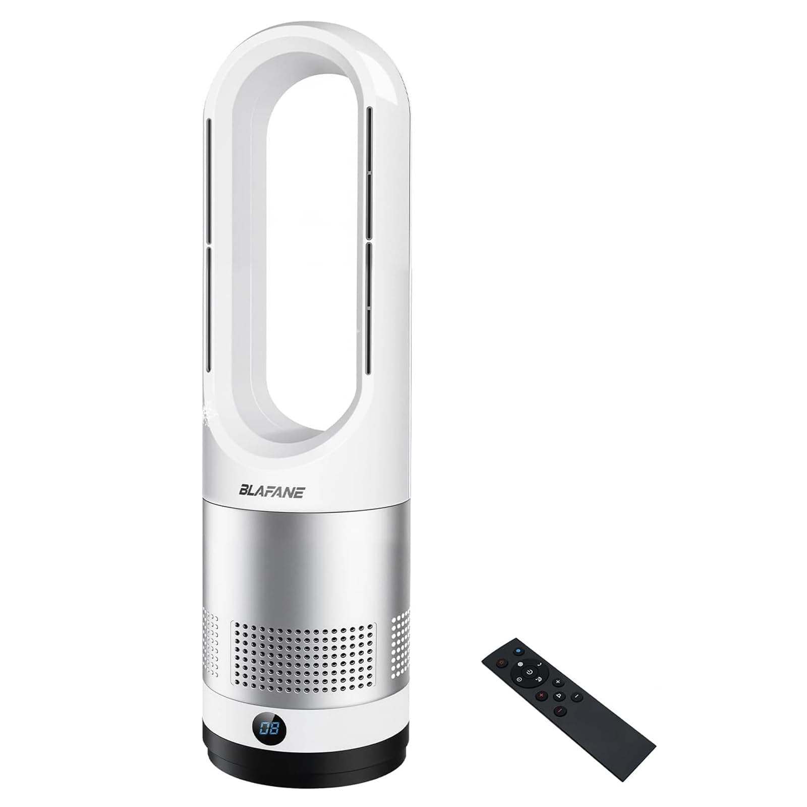 22" Bladeless Tower Fan, Cool Air&Warm Air 80° Oscillation, 9-Hour Timer, 10 Speeds, Remote Touch Control, Easy Clean, Quiet, Ideal for Bedroom,Home Office Living Room