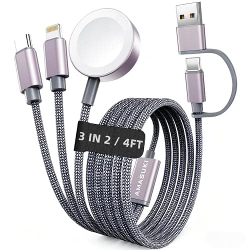 2026 Travel Essentials for Apple Watch Charger,Cruise Vacation Camping Essentials,iPhone Charger,Multi Charging Cable,3 in 2 Charging Docks for iWatch Series 11-2/Ultra,iPhone 17-12,Car