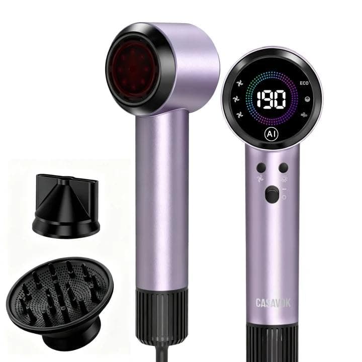 Ionic Hair Dryer with Auto-Adjusting,160000 RPM High-Speed Hair Dryer for Fast Drying, Hair Dryers for Women with Magnetic Diffuser,Professional Blow Dryer with 500M Plasma,Low Noise for Home,Travel