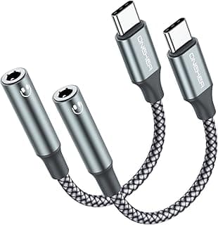 OneKer USB Type C to 3.5mm Headphone Jack Adapter, (2-Pack) USB C to Aux Female Audio Dongle Cable Cord Compatible with iPhone 16/15 Pro/15 Plus/15 Pro Max,iPad Pro,MacBook, Samsung Galaxy S24 S23 S22