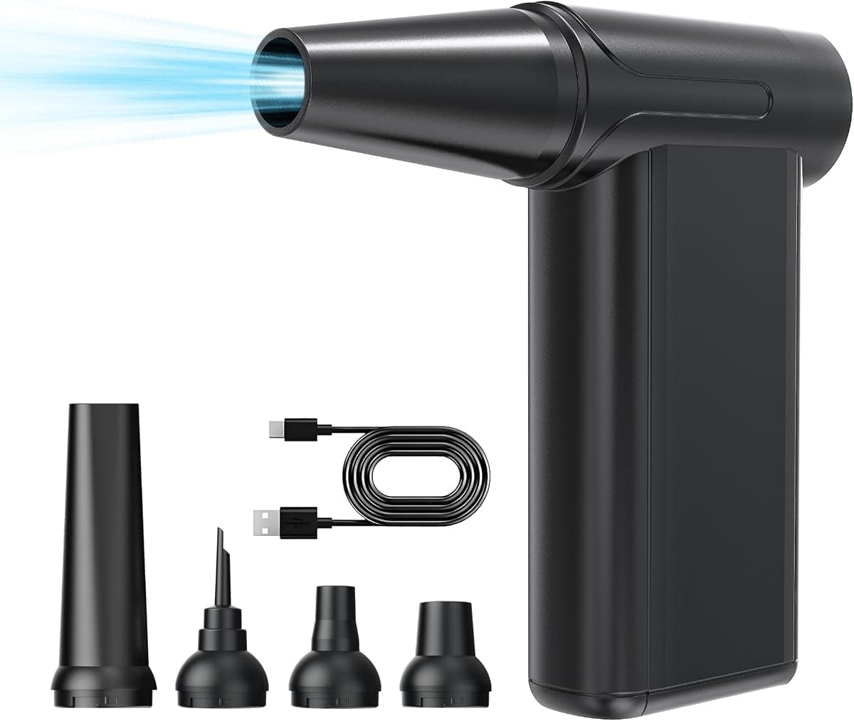 Cordless Electric Air Duster, 110000 RPM Turbo Jet Fan with LED, 8-Gear Stepless Speed Adjustment, Powerful Blower with Brushless Motor for Computer, BBQ, Cars, Home & Outdoor Cleaning