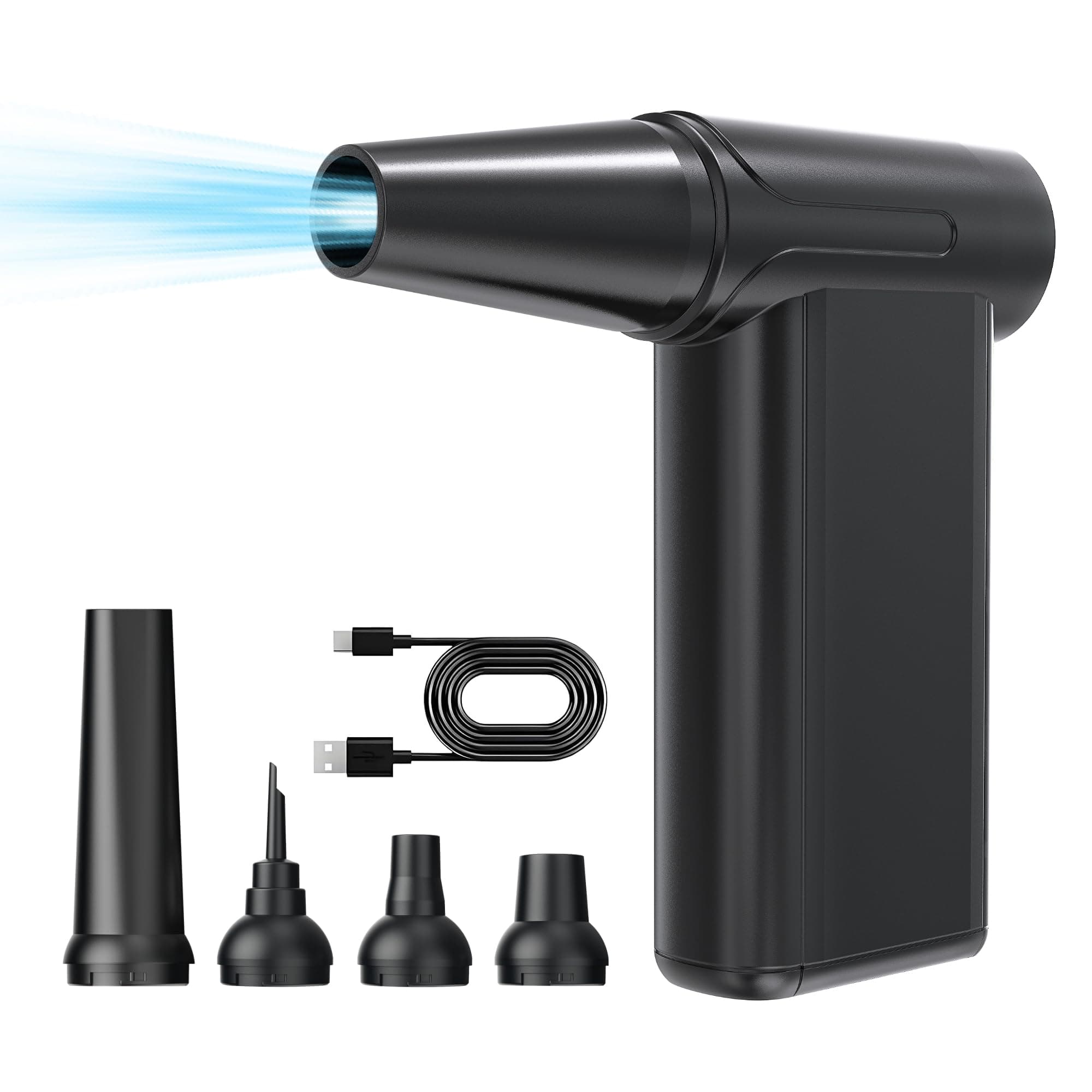 Cordless Electric Air Duster, 110000 RPM Turbo Jet Fan with LED, 8-Gear Stepless Speed Adjustment, Powerful Blower with Brushless Motor for Computer, BBQ, Cars, Home & Outdoor Cleaning