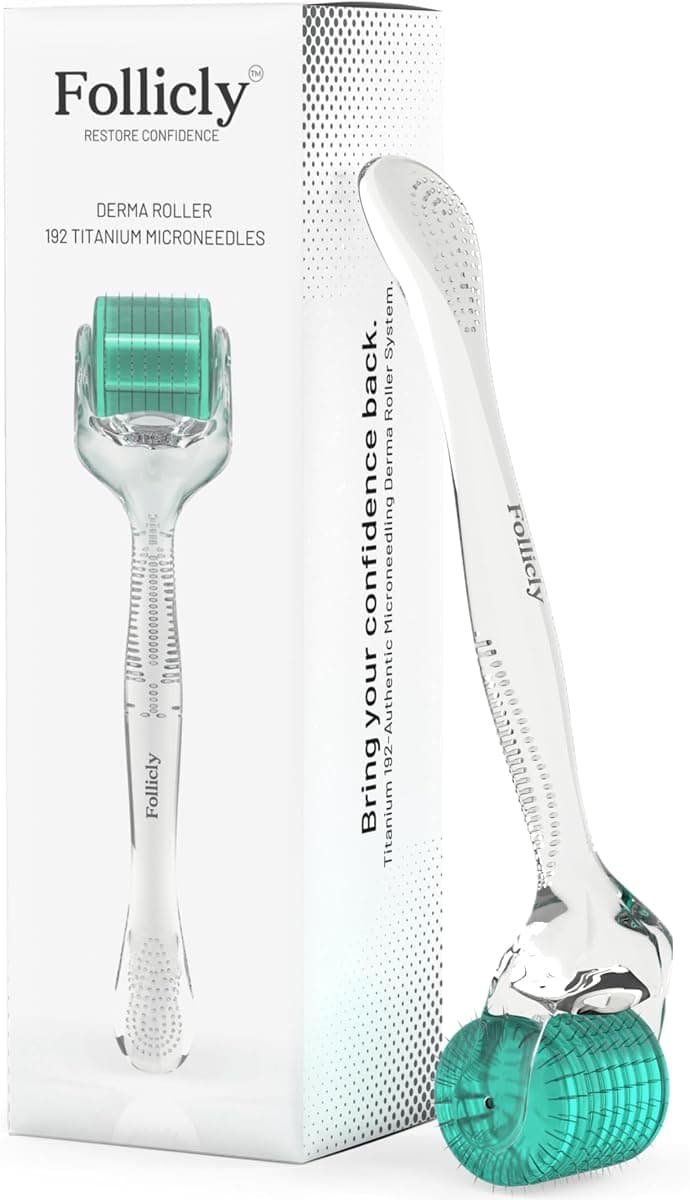 Derma Roller – Professional Microneedling Tool for Hair, Skin & Face – 192 Authentic Titanium Microneedles – Premium At Home Beauty Care – Includes Free Protective Storage Case