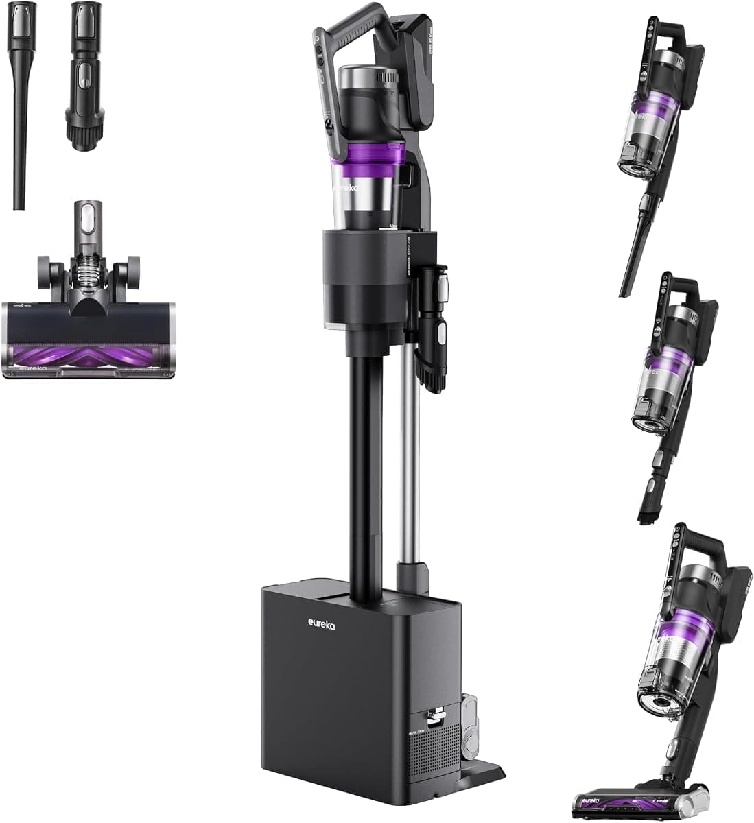 Eureka Cordless Vacuum Cleaner Lightweight, Stick Vacuum Rechargeable for Hardwood, Pet Hair, Blue w/Clean Station, Stylus Elite NEC490SE