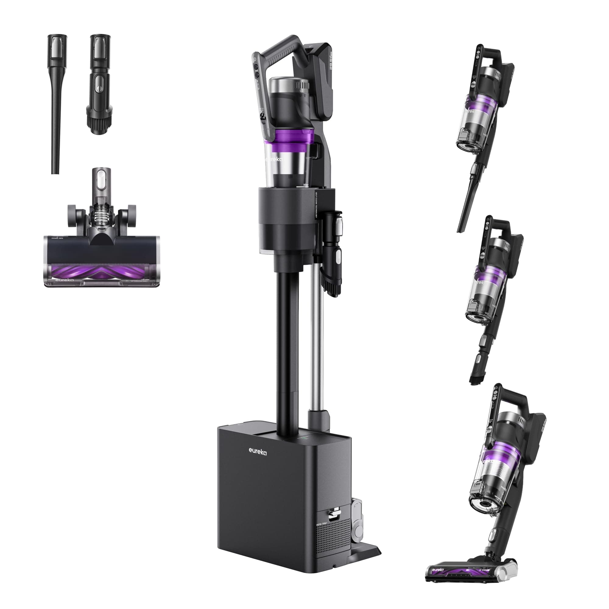 Eureka Cordless Vacuum Cleaner Lightweight, Stick Vacuum Rechargeable for Hardwood, Pet Hair, Blue w/Clean Station, Stylus Elite NEC490SE
