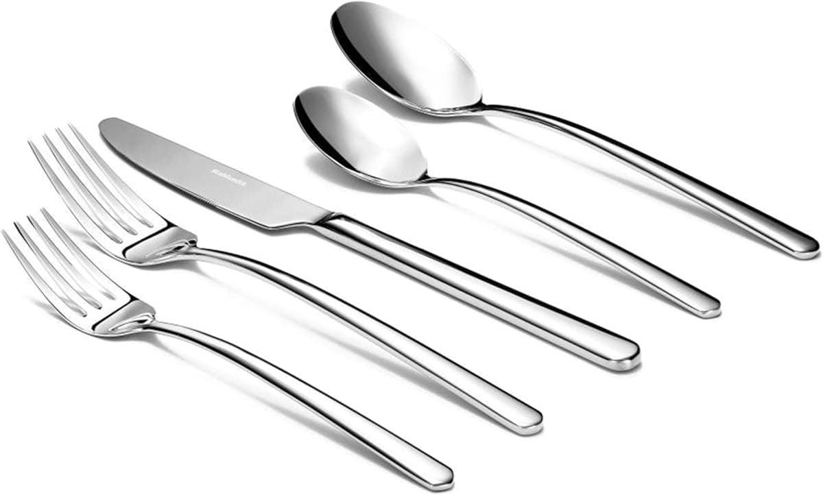 Riesa Flatware Set for 4, 20-Piece 18/10 Stainless Steel Silverware Set, Modern Cutlery Set with Mirror Finish, Dishwasher Safe Kitchen Utensils, House Warming Gifts New Home
