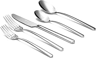Riesa Flatware Set for 4, 20-Piece 18/10 Stainless Steel Silverware Set, Modern Cutlery Set with Mirror Finish, Dishwasher Safe Kitchen Utensils, House Warming Gifts New Home
