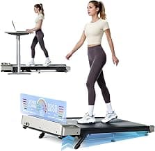 TOPUTURE Walking Pad with 10% Incline, 3.0HP Brushless Quiet Under Desk Treadmill, Portable Treadmills for Home/Office, Running Machine 300 lbs Capacity with RGB LED Screen, Remote Control/App Control