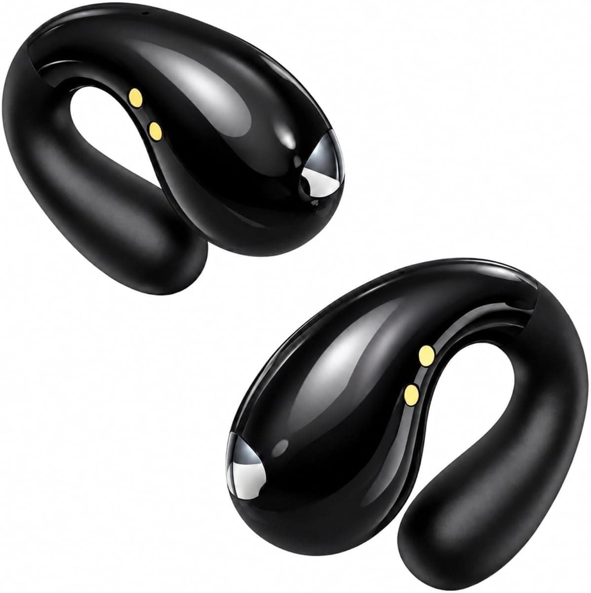 Boytond Ultra Open Ear Earbuds - Comfortable Clip-On Bone Conduction Earbuds, Over-The-Ear Open Headphones with Waterproof Build for Running, Gym Workouts, and Outdoor Sports, Obsidian Black