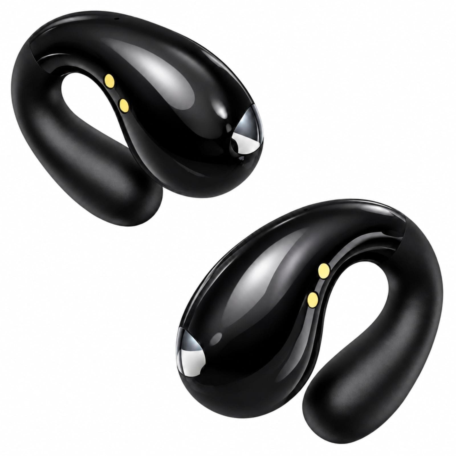 Boytond Ultra Open Ear Earbuds - Comfortable Clip-On Bone Conduction Earbuds, Over-The-Ear Open Headphones with Waterproof Build for Running, Gym Workouts, and Outdoor Sports, Obsidian Black