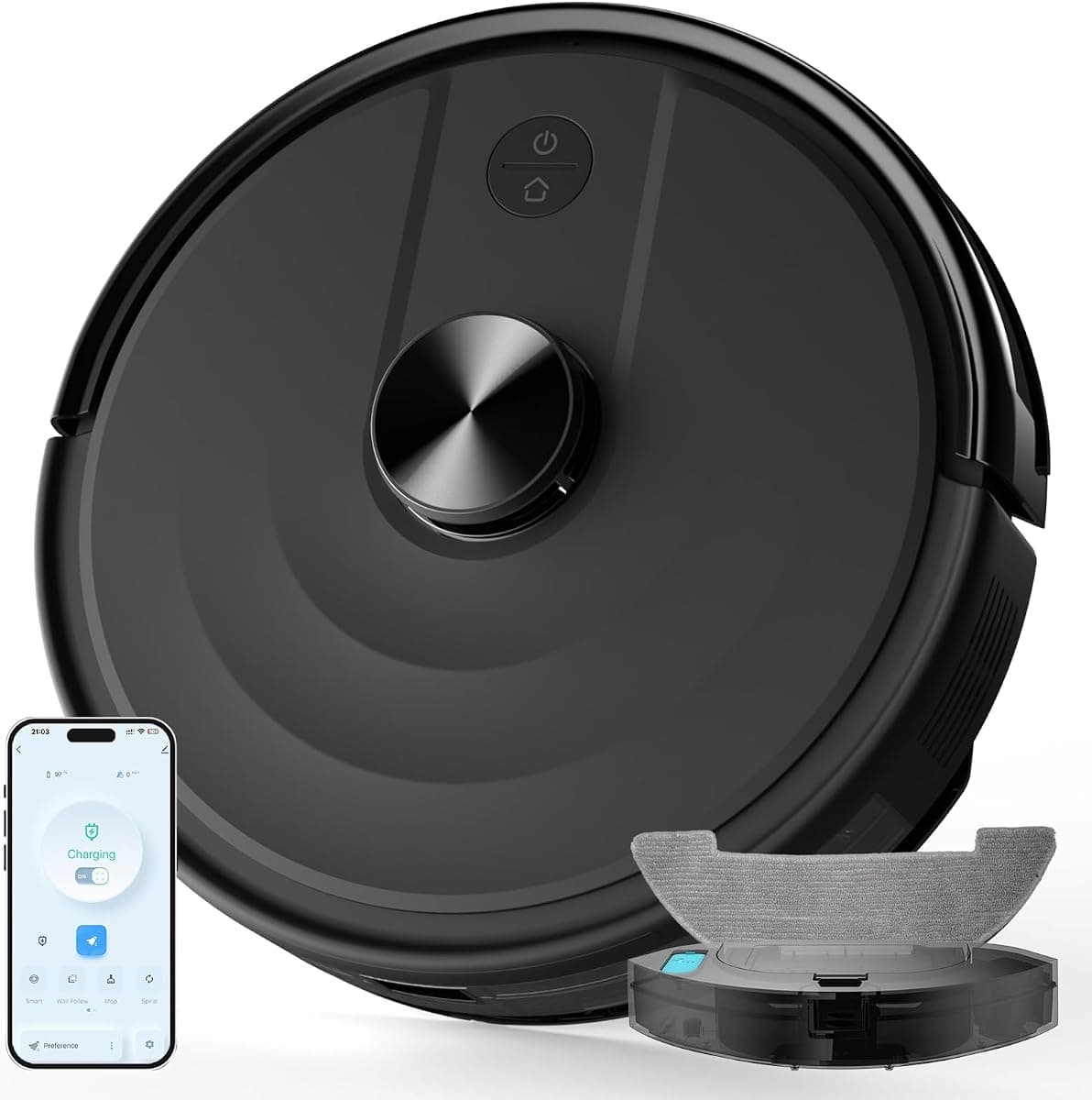 Bagotte Robot Vacuum and Mop Combo with LiDAR Navigation, Mapping,Robotic Vacuums with 6000Pa, No-Go Zones, Self-Recharging, Wi-Fi/App/Alexa Control, Ideal for Pet, Hard Floors, Carpet