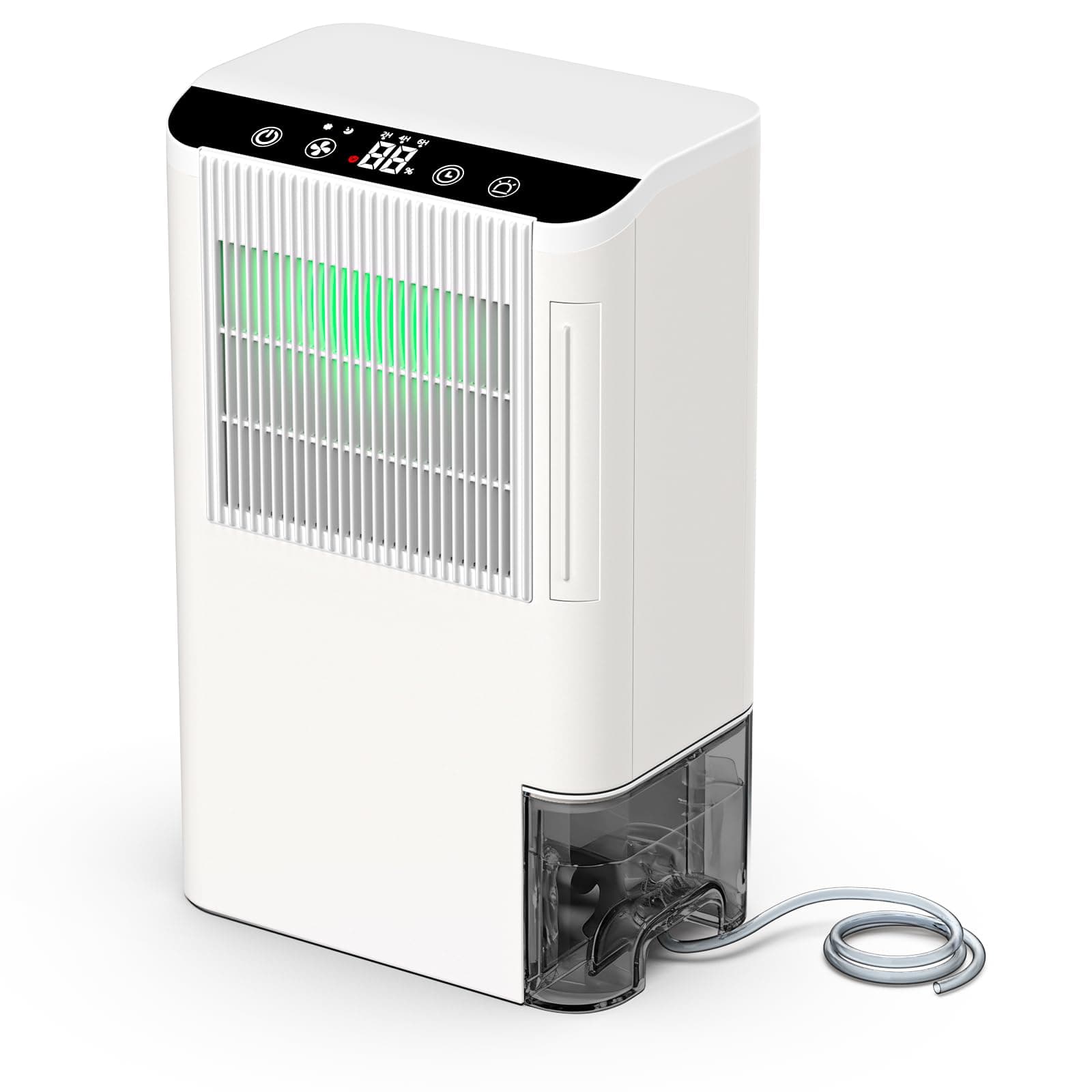 Dehumidifiers for Home, 2000 Sq.Ft Small Dehumidifier with 3.3ft Drain Hose, 2.5L Tank, Timer Sleep Mode, Portable Dehumidifier for Basement, Bedroom, Bathroom (Snow White)