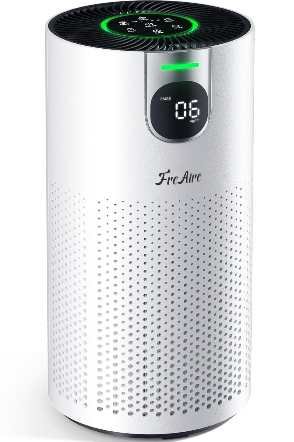 FreAire Air Purifiers for Home Large Room Covers up to 1800Ft², VisionAir 20dB Sleep Mode for Bedroom, with Real-Time AQI & PM2.5 Display,360°Intake&Outlet Air Cleaner Pet-Friendly HEPA,HAP606,White