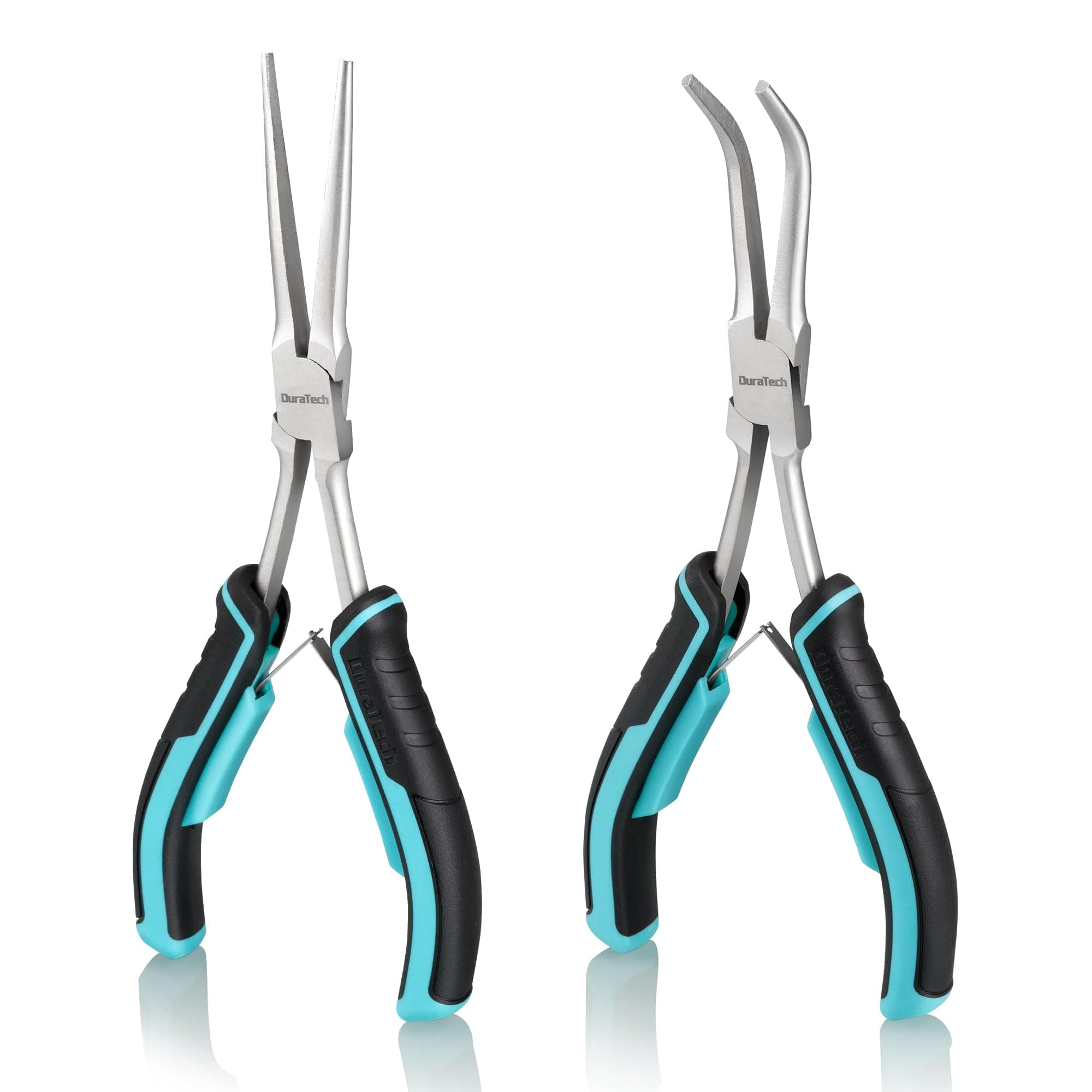 DURATECH 2PCS 7" Long Reach Needle Nose Pliers Set, Long Nose Pliers & Bent Nose Pliers, Small Needle Nose Pliers for Jewelry Making, Wire Wrapping, Wire Bending and Object Gripping on Narrow Space
