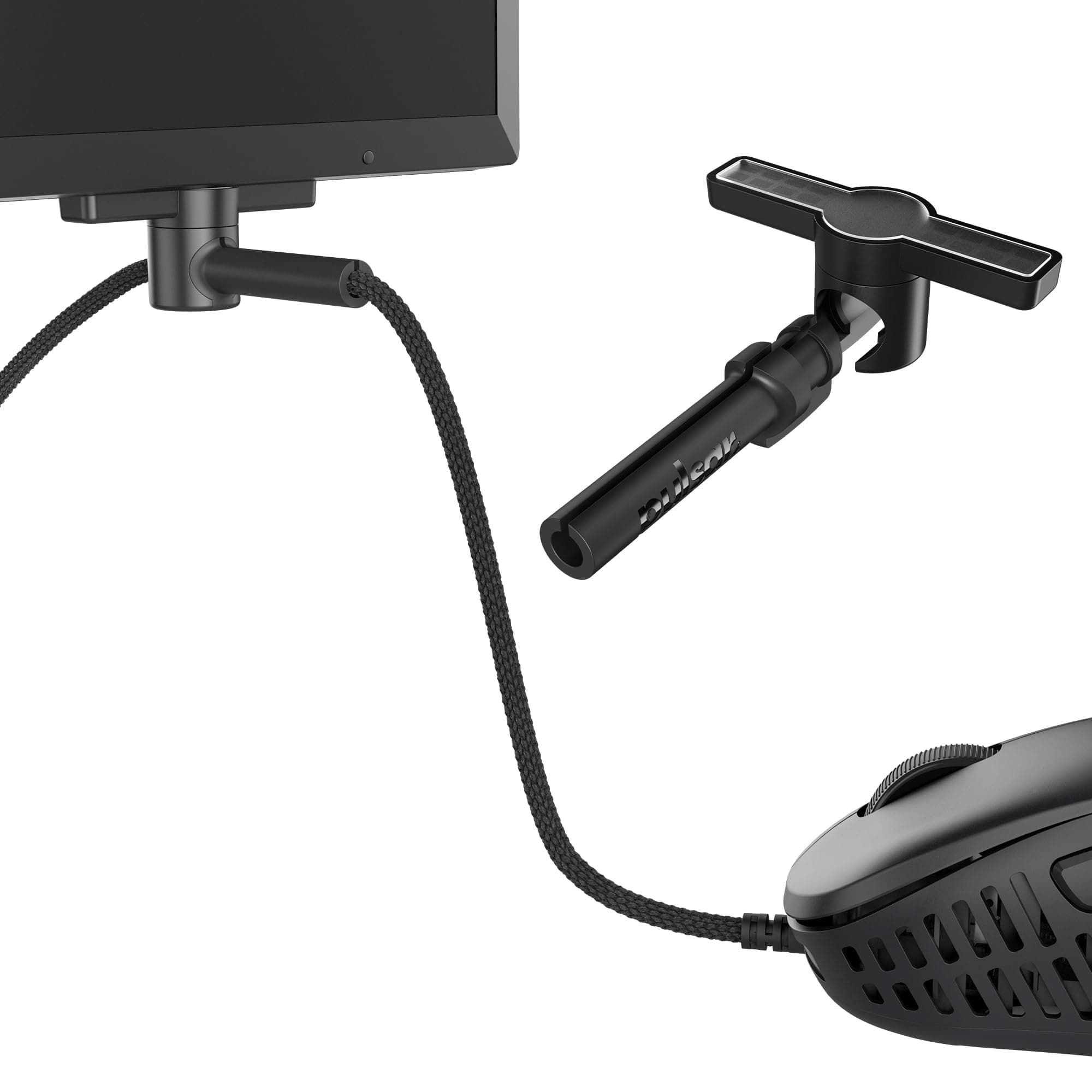 Pulsar Gaming Gears - Micro Bungee ES : Drag-Free Wired Mouse Support - Free Motion on Your Desk - Super Compact Size - Attach it to Your Monitor - Get More Space (Single Pack)