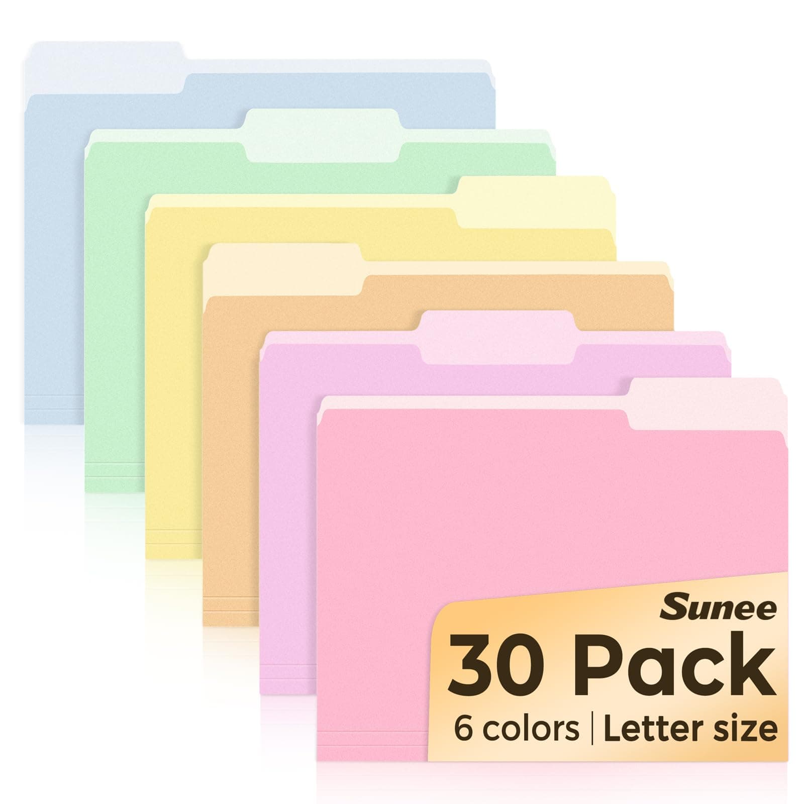 SUNEE File Folders, 30 Pack Manilla Folders 8.5 x 11, Colored File Folders Home Office School Supplies for Documents Files Paper, 6 Bright Colors