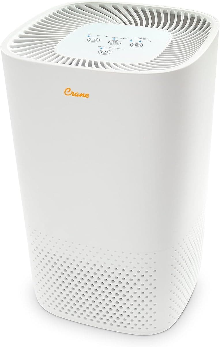 Crane Air Purifier with True HEPA Filter, UV Light, 250 Sq Feet Coverage, Timer Function, Sleep Mode, Washable Particle Filter, EE-5067