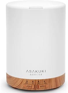 ASAKUKI Essential Oil Diffuser for Home, 300 ml Humidifier with Automatic Shut-Off, Quiet Aromatherapy Diffuser with 7 LED Lights for Living Room, Kitchen, Bedroom, Hotel - Light Brown