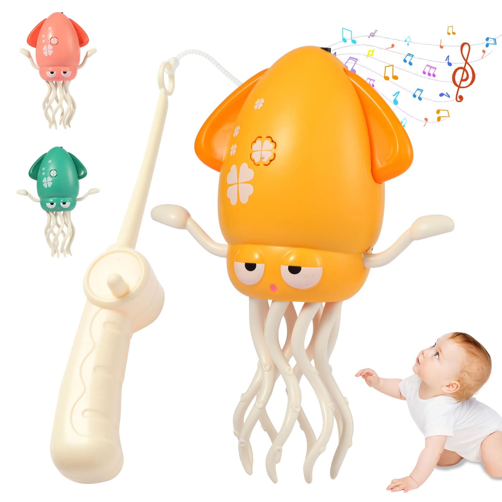 Electric Dancing Squid Toys，Automatic Obstacle Avoidance Sensor Toys Upright & Crawling Two Modes，Rechargeable Magic Dancing Music Squid for Kids Boy Girl Birthday Gifts