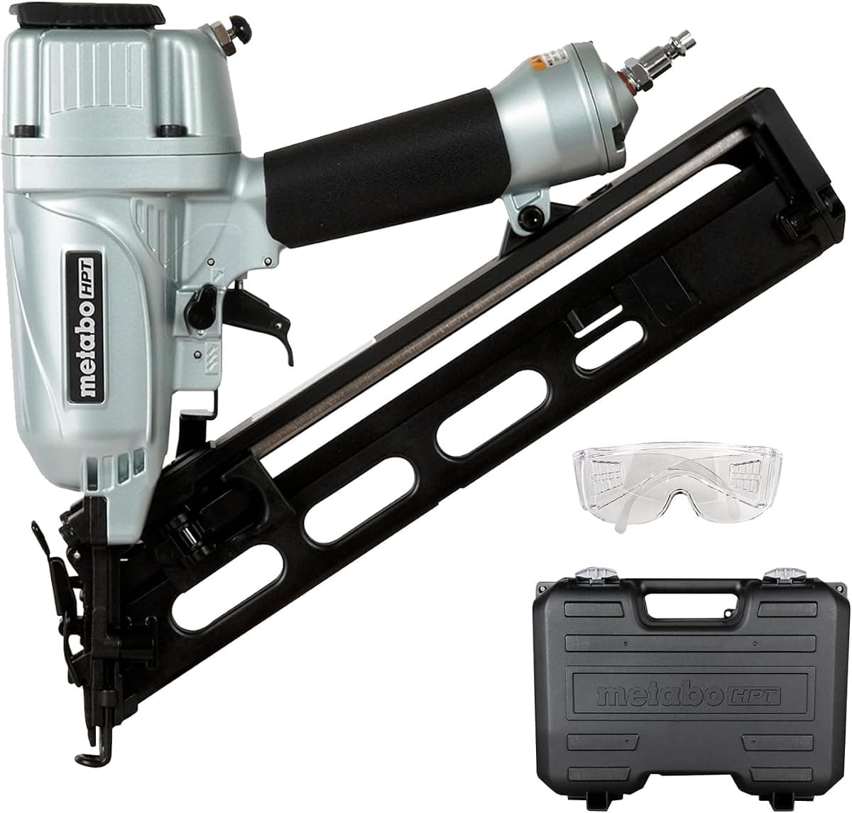 Metabo HPT Finish Nailer with Air Duster, Pro-Preferred Pneumatic Power Nailer for Crown Moldings, Base Moldings, and More, Selective Actuation, 15 Gauge Angled, 1-1/4″ to 2-1/2″ Finish Nails, NT65MA4