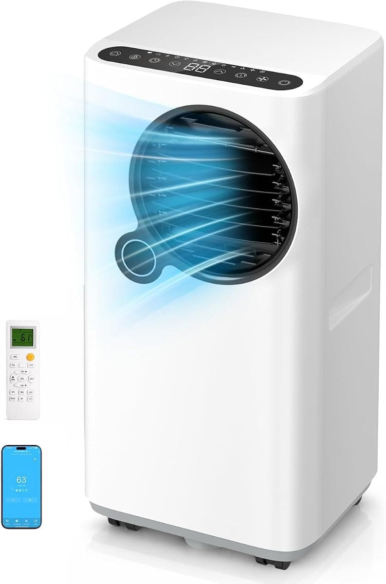 Portable Air Conditioner 16000 BTU with WiFi App Control, 6-in-1 Cooling Unit, Sleep Mode, 24H Timer, Child Lock, Suitable for Rooms up to 750 Sq. Ft.