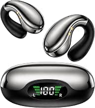 Boytond Ultra Open Ear Earbuds, Comfort Clip On Earbuds, Wireless Bone Conduction Headphones with Bluetooth 5.3, Fast Charging Fast Charging for Running, Sports, and Travel, Glaze Black